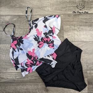 Zando Flounce Ruched Bikini Swimsuit Size M